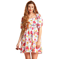 Om Sai Latest Creation Western Dresses For Women | Short A-Line Dress For Girls | Maxi Dress For Women (Large, White)
