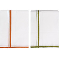 Prakasam Cotton Mens Fantacy Cotton Single (1.30X2.00 Meter) 2 Colour Combo Dhoti (Combo-8)