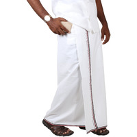 Prakasam Cotton -100% Cotton Admk Party Men's Welcro Pocket Dhoti (Size-36) Height 42 Inch