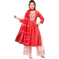 Aarika Girls Ethnic Wear Red Colour Bandhani Print Embroidey Rayon Kurti-8-15 Years (Kurti-Tr-242)