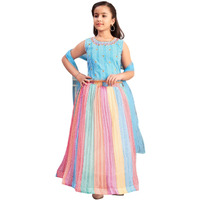 Aarika Girls Ethnic Wear Turquoise-Multi Colour Beads Embroidery/Print Georgette Lehenga Choli Set With Dupatta (5-16 Years)