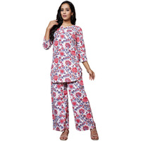 Dhruvi Trendz Womens Rayon Co-Ord Set Regular Fit Kurta Set 2 (Dt-K-W1705&Tr798_White_3Xl)