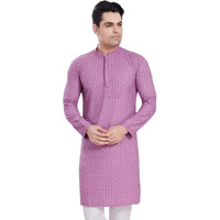 Divisive Men's Sequince Embroidered Cotton Blend Only Slim Fit Kurta (Dkrt512_L_Lavendar)