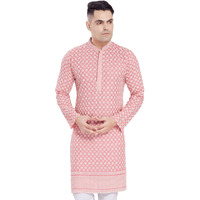 Divisive Men's Thread Embroidered Cotton Blend Only Slim Fit Kurta (Dkrt171_L_Gajari)