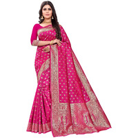 Sugathari Women's Art Silk Rani Pink Kanchipuram Saree (San Pari 124 Rani)