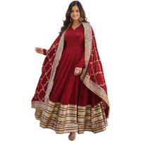 Fashion Basket Georgette Solid Anarkali Dress For Women Maroon
