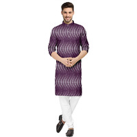 Gauri Laxmi Enterprise Men's Cotton Blend Solid Straight Kurta (Foil-Leriya-Wine 36