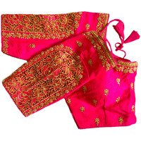 Vihu Fashion Women's Flower Embroidery Sleeves Cut Work Readymade Saree Blouse