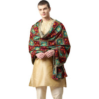 Weavers Villa Net Floral Embroided Heavy Phulkari Black Dupatta For Men (2.20 Mtrs)
