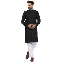 Jompers Men's Cotton Kurta Payjama Set. (Black,L)