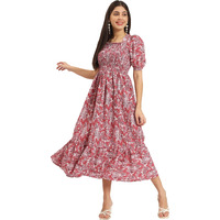 Kzully | Smocked A-Line Midi Dress - Elevate Your Style With Supreme Comfort Dark Pink