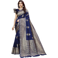 Shasmi Women's Banarasi Saree Pure Kanjivaram Silk Saree Soft New Ladies 2025 Design Wear Pattu Sarees Latest Party Sari Collections With Blouse Piece For Wedding Sadi (Pari-209) (Navy Blue)