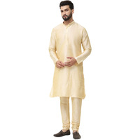 Sojanya (Since 1958 Men's Gold Dupion Silk Kurta & Churidaar Pyjama
