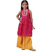 Pspeaches Girl's Cotton Kurta Set (Ks-Magentayellow-6-7Y_Magenta