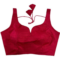Pujia Mills Women's Heavy Phantom Silk Bollywood Style Sleeveless Trendy Blouse(Veda) (Rani, 34)