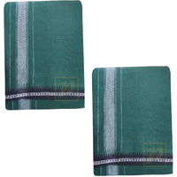 Prakasam Cotton Mens Single (1.28 X 2.00 Mtrs) Colour Thalapathi Border Dhoties/Fine Quality Single Dhoties (Olive Green)-Pack Of 2 Dhoties