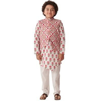 Pspeaches Boys Floral Printed Regular Kurta With Pyjamas (8-10Years)
