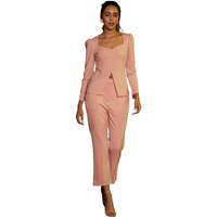 Selvia Women's Puff Sleeve Lycra Sweetheart Neck Casual 2 Piece Co-Ords Dress (485Tk10672Nc-Xxl_Peach)