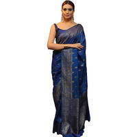 Sugathari Women's Banarasi Saree Pure Kanjivaram Silk Saree Soft New Ladies 2025 Design Wear Pattu Sarees Latest Sadi Party Sari Collections With Blouse Piece (San Pari-223-Navy Blue)