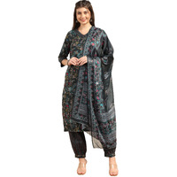 Tadkee Women's Printed Kurta With Pant & Dupatta (Fn-V-Kurta-Set-Dupatta-120-Black-M)