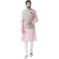 Kisah Kurta Pajama Set For Men With Modi Jacket  Ethnic Kurta For Man | Wedding Dress Set & Traditional Outfit, Rose Pink, 38
