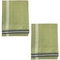 Prakasam Cotton Mens Single (1.28 X 2.00 Mtrs) Colour Thalapathi Border Dhoties/Fine Quality Single Dhoties (Mild Green)-Pack Of 2 Dhoties