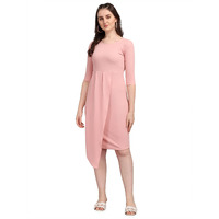 Purvaja Women's Corduroy Bodycon Knee Length Dress (Ruby-122-Pe-S_Peach