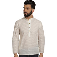 Sojanya Ethnic Motifs Chikankari Embroidered Cream Pure Cotton Short Kurta