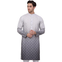 Jompers Men's Grey Ombre Pure Cotton Straight Kurta (Grey, Xxl)
