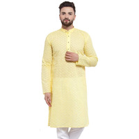 Jompers Men's Chicken Cotton Kurta. (Yellow, M)