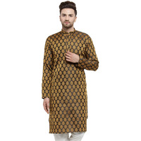 Jompers Men's Jacquard Silk Kurta. (Black_L)