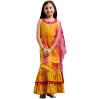 Pspeaches Girl's Rayon Shrara Set (Sha-Yellowbooti-4-5Y_Yellow