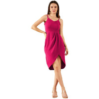 Rare Women's Spandex A-Line Knee-Length Dress (Ep8063_Pink_Xl)