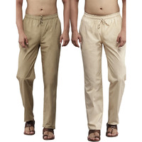 See Designs Men Brown & Beige Solid Pure Cotton Men's Pyjama (Pack Of 2)_Sdcbpj166Xs