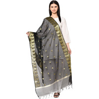 Weavers Villa Women's Banarasi Poly Silk Woven Dupatta (Black, 2.25 Mtrs)