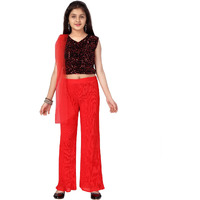 Aarika Girls Red Color Sequin Work Top & Palazzo (My-Pt-21961-Red-36)