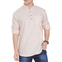 Divisive Men's Pure Cotton Relaxed Fit Short Kurta (Dkrt255_S_Peach)