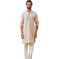 Jompers Men's Beige Sequin Embroidered Pure Cotton Kurta With Pyjamas (Beige, Xxl)