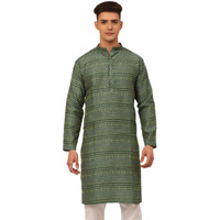 Jompers Men's Floral Printed Kurtas (Green, Xl)