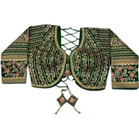 Pujia Mills Women's Heavy Embroidery Coding With Sequins Work 3/4Th Sleeves Fancy Readymade Saree Blouse(Missy Green_38)