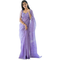 Satrani Women's Poly Cotton Jacquard Saree With Unstitched Blouse Piece (3260S136St_Lavender)