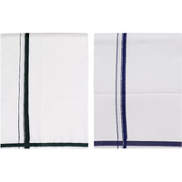 Prakasam Cotton Mens Fantacy Cotton Single (1.30X2.00 Meter) 2 Colour Combo Dhoti (Combo-21)