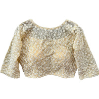 Vihu Fashion Womens Georgett Readymade Fancy Sifli Work Half Sleeve Saree Blouse.(Sifli Flower Cream_38)