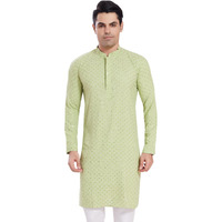 Divisive Men's Sequince Embroidered Cotton Blend Only Slim Fit Kurta (Dkrt526_4Xl_Pista)