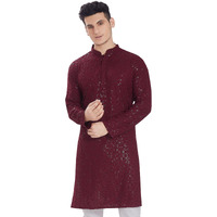 Divisive Men's Embroidered Cotton Blend Only Slim Fit Kurta (Dkrt271_L_Maroon)