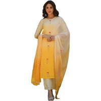 Fabnex Kurta Set For Women | Women Kurta Set | Women Kurta Sets Kurtis | Women Kurta Pant Set (K-102-Yellow-2Xl)