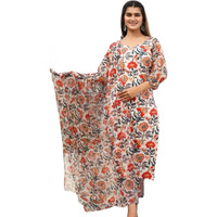 Greciilooks Womens Cotton Blend Casual Regular Fit Kurta Set (White, Xx-Large)