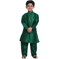 Jbn Creation Boys' Bottle Green Silk Blend Kurta And Pyjama Set_Vasbkgn001Npgn_30