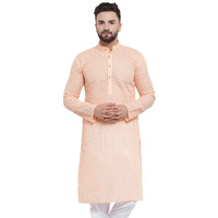 Jompers Men's Chicken Cotton Kurta. (Orange, M)