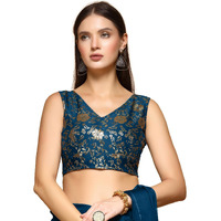 Oomph! Readymade Blouse For Women, Brocade, Sleeveless, V-Neck, Rbbl705